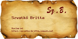 Szvatkó Britta névjegykártya
